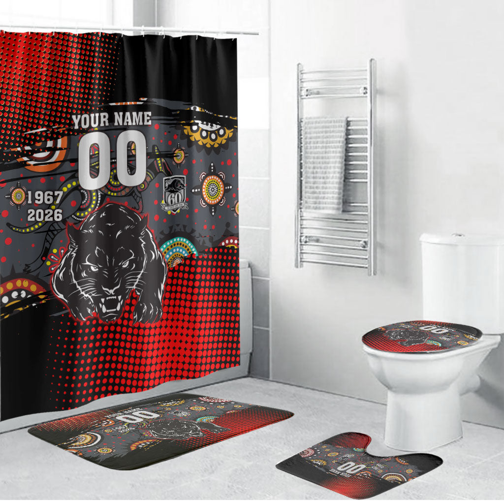 Personalised Panthers 60th Anniversary Bathroom Set Aboriginal Indigenous Dot Art - Halftone Pattern 1967-2026