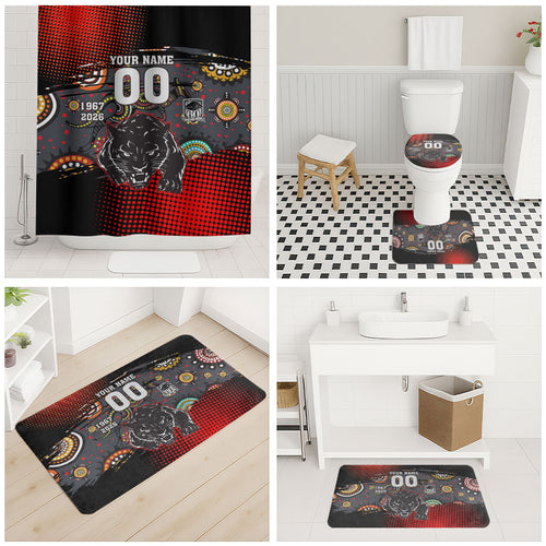 Personalised Panthers 60th Anniversary Bathroom Set Aboriginal Indigenous Dot Art - Halftone Pattern 1967-2026