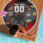 Personalised Panthers 60th Anniversary Beach Blanket Aboriginal Indigenous Dot Art - Halftone Pattern 1967-2026