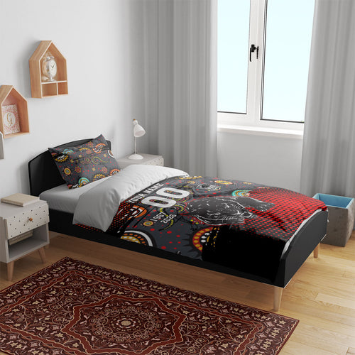 Personalised Panthers 60th Anniversary Bedding Set Aboriginal Indigenous Dot Art - Halftone Pattern 1967-2026