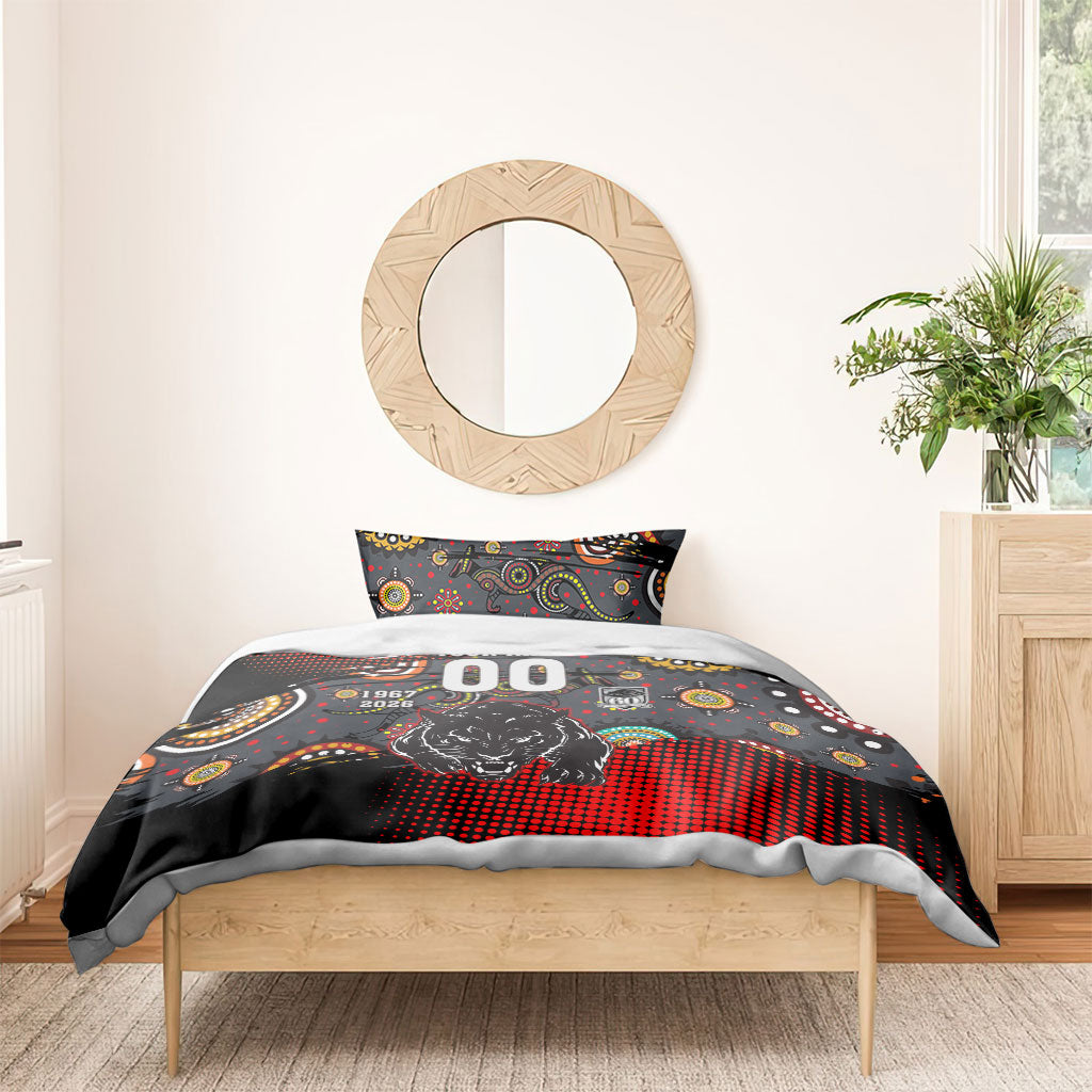 Personalised Panthers 60th Anniversary Bedding Set Aboriginal Indigenous Dot Art - Halftone Pattern 1967-2026