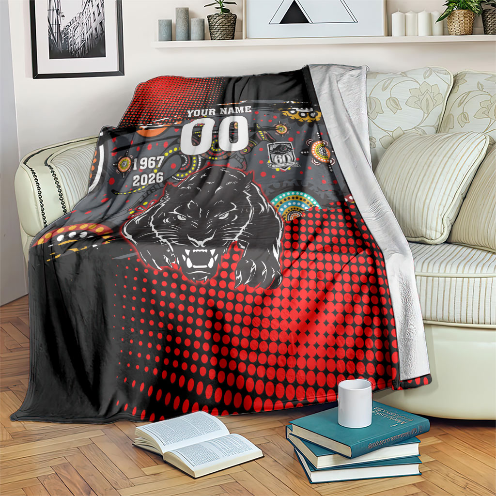 Personalised Panthers 60th Anniversary Blanket Aboriginal Indigenous Dot Art - Halftone Pattern 1967-2026