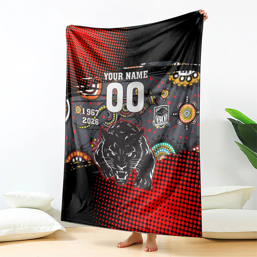 Personalised Panthers 60th Anniversary Blanket Aboriginal Indigenous Dot Art - Halftone Pattern 1967-2026