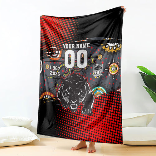 Personalised Panthers 60th Anniversary Blanket Aboriginal Indigenous Dot Art - Halftone Pattern 1967-2026