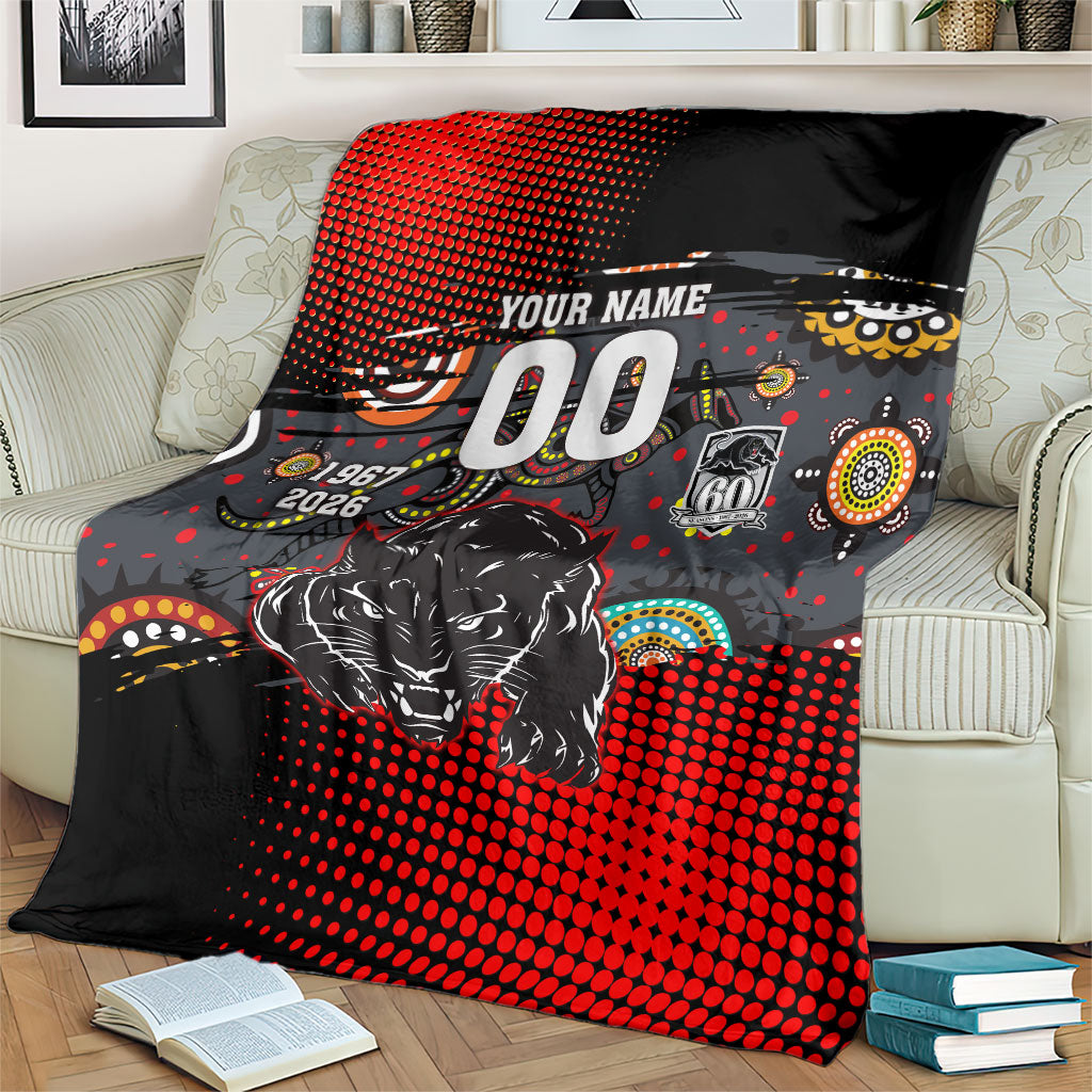 Personalised Panthers 60th Anniversary Blanket Aboriginal Indigenous Dot Art - Halftone Pattern 1967-2026