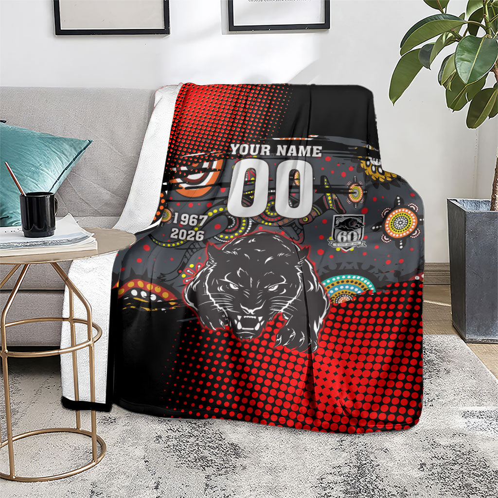 Personalised Panthers 60th Anniversary Blanket Aboriginal Indigenous Dot Art - Halftone Pattern 1967-2026