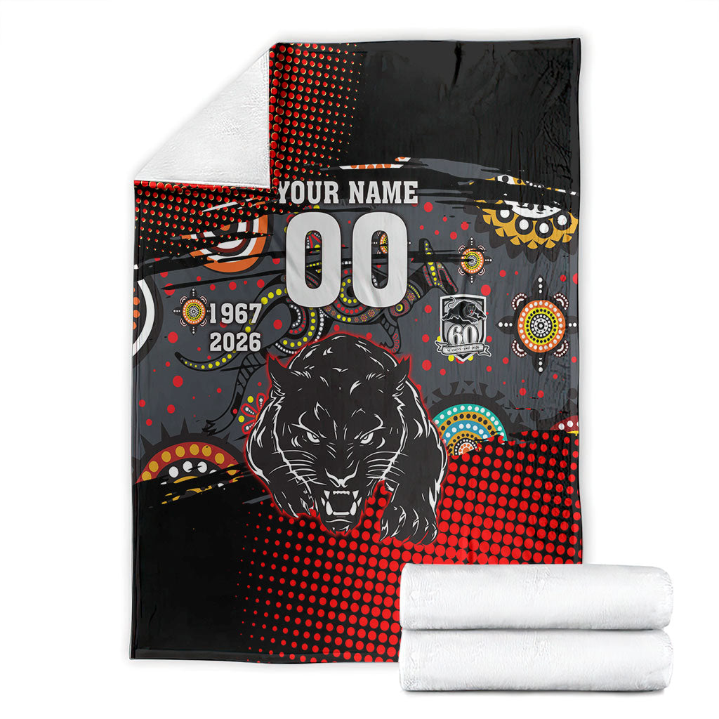 Personalised Panthers 60th Anniversary Blanket Aboriginal Indigenous Dot Art - Halftone Pattern 1967-2026