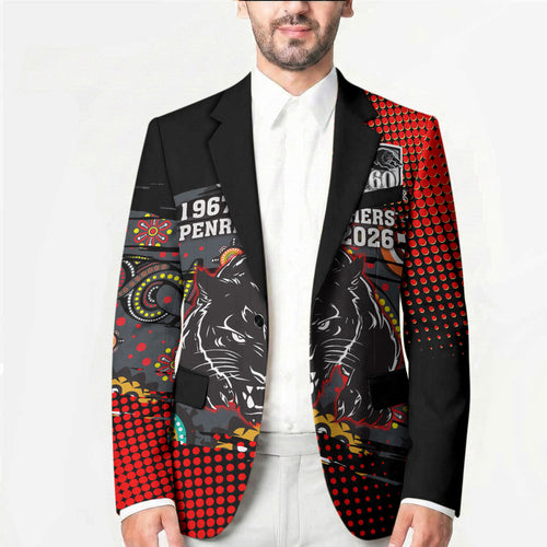 Personalised Panthers 60th Anniversary Blazer Aboriginal Indigenous Dot Art - Halftone Pattern 1967-2026