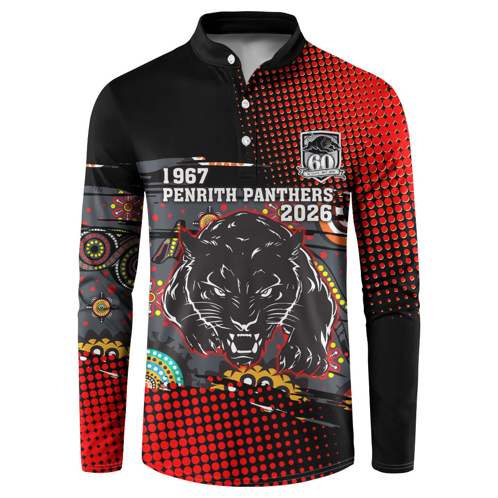 Personalised Panthers 60th Anniversary Button Sweatshirt Aboriginal Indigenous Dot Art - Halftone Pattern 1967-2026