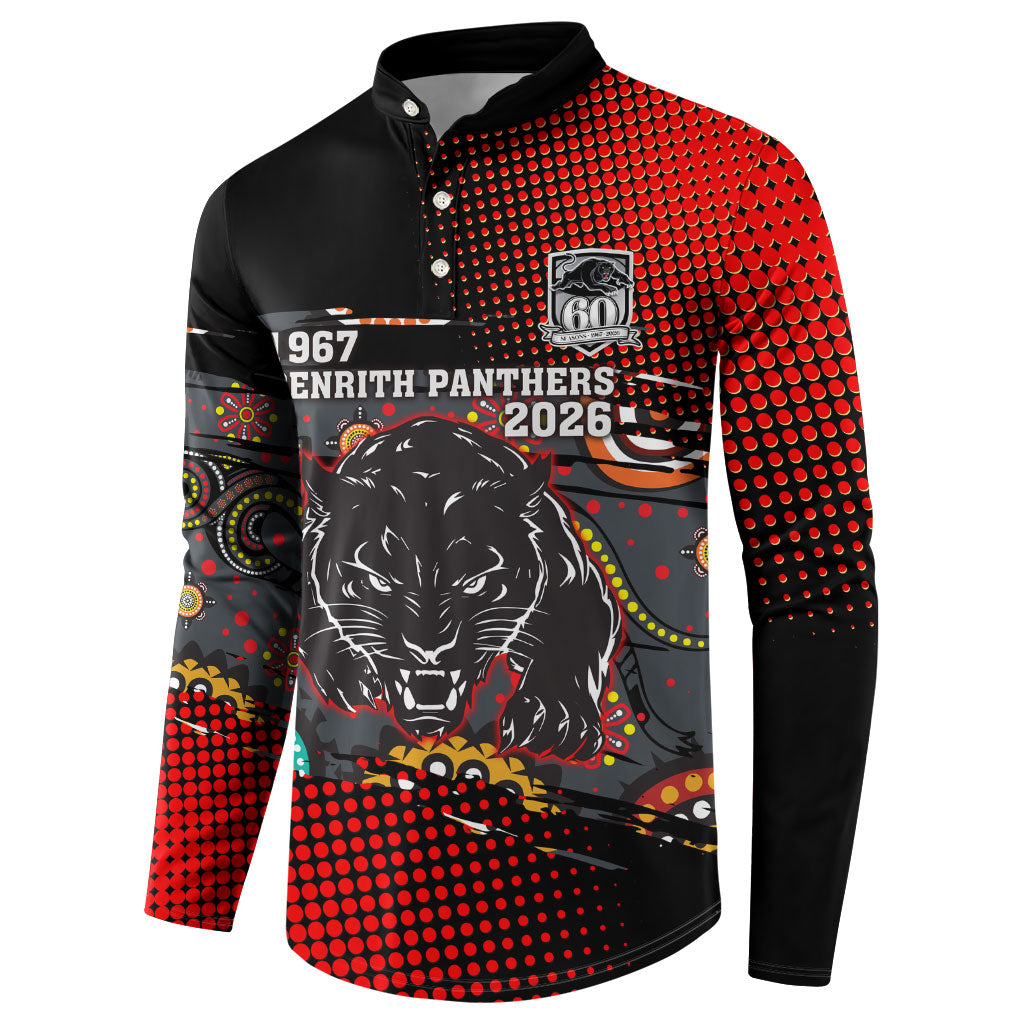 Personalised Panthers 60th Anniversary Button Sweatshirt Aboriginal Indigenous Dot Art - Halftone Pattern 1967-2026