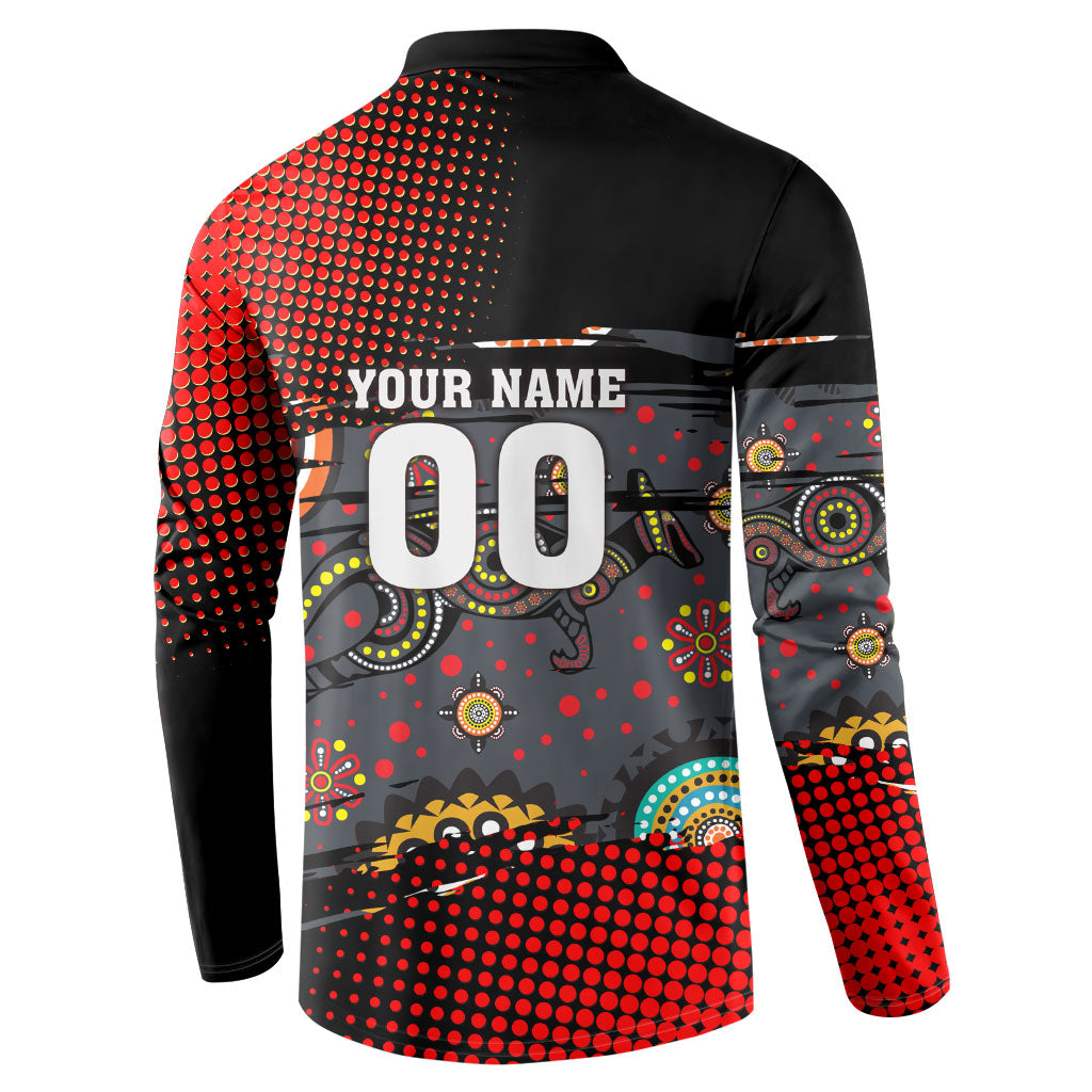 Personalised Panthers 60th Anniversary Button Sweatshirt Aboriginal Indigenous Dot Art - Halftone Pattern 1967-2026