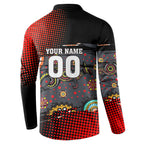 Personalised Panthers 60th Anniversary Button Sweatshirt Aboriginal Indigenous Dot Art - Halftone Pattern 1967-2026