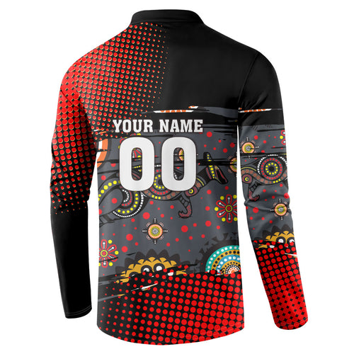 Personalised Panthers 60th Anniversary Button Sweatshirt Aboriginal Indigenous Dot Art - Halftone Pattern 1967-2026