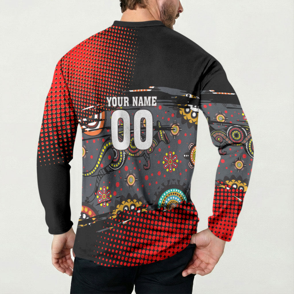 Personalised Panthers 60th Anniversary Button Sweatshirt Aboriginal Indigenous Dot Art - Halftone Pattern 1967-2026