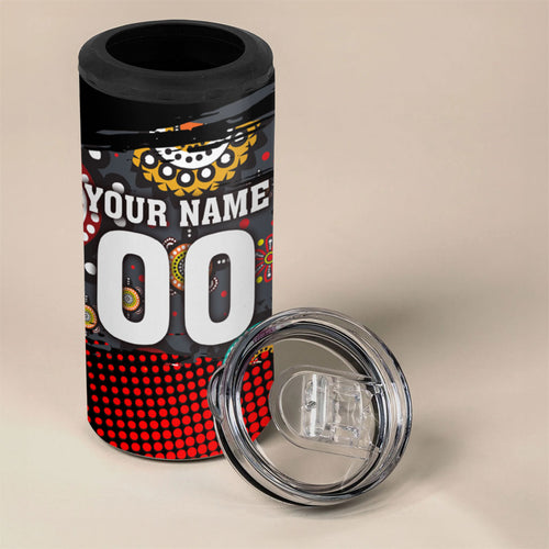 Personalised Panthers 60th Anniversary 4 in 1 Can Cooler Tumbler Aboriginal Indigenous Dot Art - Halftone Pattern 1967-2026