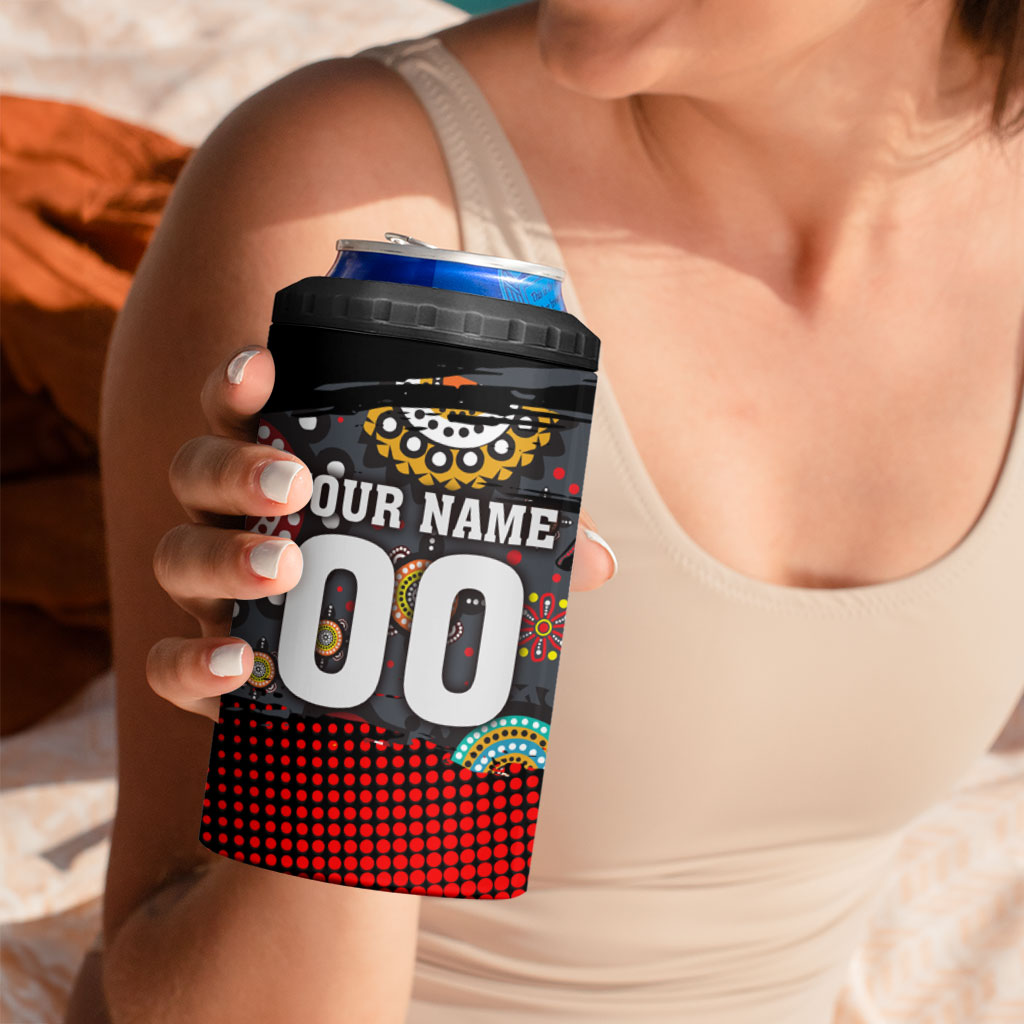 Personalised Panthers 60th Anniversary 4 in 1 Can Cooler Tumbler Aboriginal Indigenous Dot Art - Halftone Pattern 1967-2026