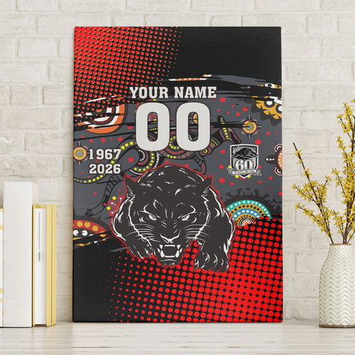 Personalised Panthers 60th Anniversary Canvas Wall Art Aboriginal Indigenous Dot Art - Halftone Pattern 1967-2026