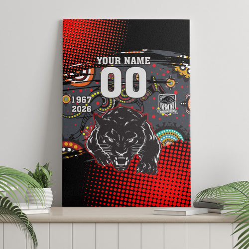 Personalised Panthers 60th Anniversary Canvas Wall Art Aboriginal Indigenous Dot Art - Halftone Pattern 1967-2026