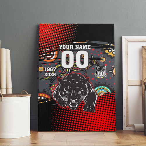 Personalised Panthers 60th Anniversary Canvas Wall Art Aboriginal Indigenous Dot Art - Halftone Pattern 1967-2026