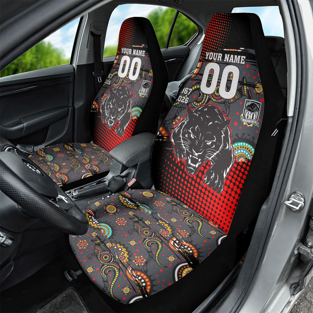 Personalised Panthers 60th Anniversary Car Seat Cover Aboriginal Indigenous Dot Art - Halftone Pattern 1967-2026