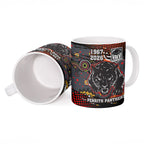Personalised Panthers 60th Anniversary Ceramic Mug Aboriginal Indigenous Dot Art - Halftone Pattern 1967-2026