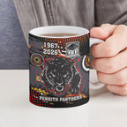 Personalised Panthers 60th Anniversary Ceramic Mug Aboriginal Indigenous Dot Art - Halftone Pattern 1967-2026