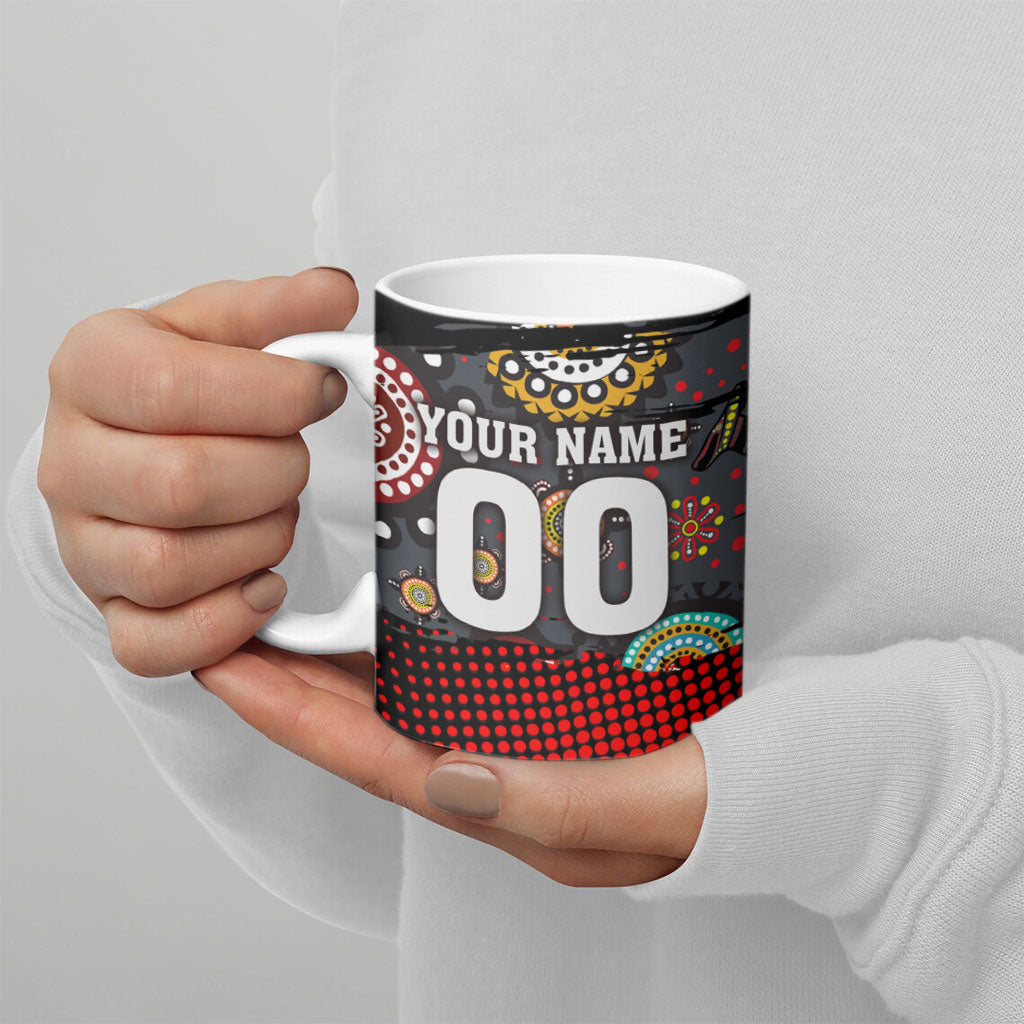 Personalised Panthers 60th Anniversary Ceramic Mug Aboriginal Indigenous Dot Art - Halftone Pattern 1967-2026