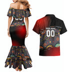 Personalised Panthers 60th Anniversary Couples Matching Mermaid Dress and Hawaiian Shirt Aboriginal Indigenous Dot Art - Halftone Pattern 1967-2026