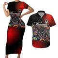 Personalised Panthers 60th Anniversary Couples Matching Short Sleeve Bodycon Dress and Hawaiian Shirt Aboriginal Indigenous Dot Art - Halftone Pattern 1967-2026