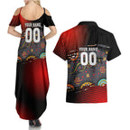 Personalised Panthers 60th Anniversary Couples Matching Summer Maxi Dress and Hawaiian Shirt Aboriginal Indigenous Dot Art - Halftone Pattern 1967-2026