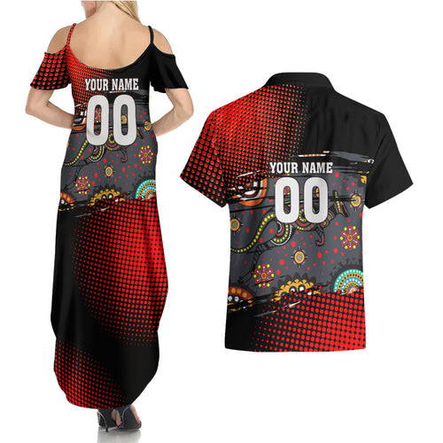 Personalised Panthers 60th Anniversary Couples Matching Summer Maxi Dress and Hawaiian Shirt Aboriginal Indigenous Dot Art - Halftone Pattern 1967-2026