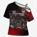 Personalised Panthers 60th Anniversary Cross Shoulder Shirt Aboriginal Indigenous Dot Art - Halftone Pattern 1967-2026