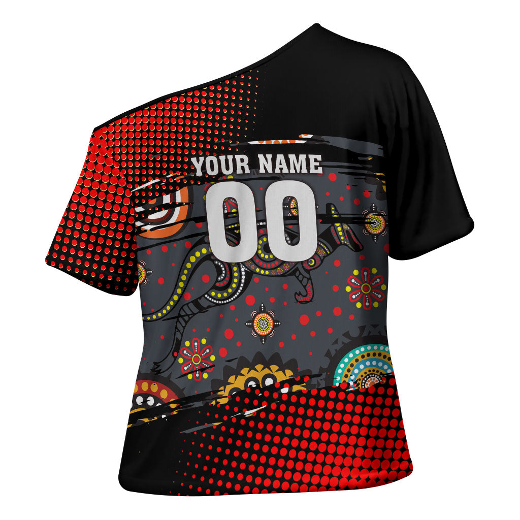 Personalised Panthers 60th Anniversary Cross Shoulder Shirt Aboriginal Indigenous Dot Art - Halftone Pattern 1967-2026