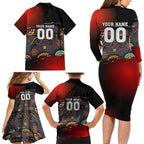 Personalised Panthers 60th Anniversary Family Matching Long Sleeve Bodycon Dress and Hawaiian Shirt Aboriginal Indigenous Dot Art - Halftone Pattern 1967-2026
