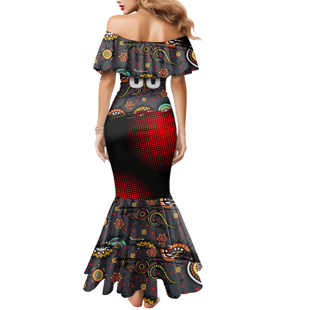 Personalised Panthers 60th Anniversary Family Matching Mermaid Dress and Hawaiian Shirt Aboriginal Indigenous Dot Art - Halftone Pattern 1967-2026
