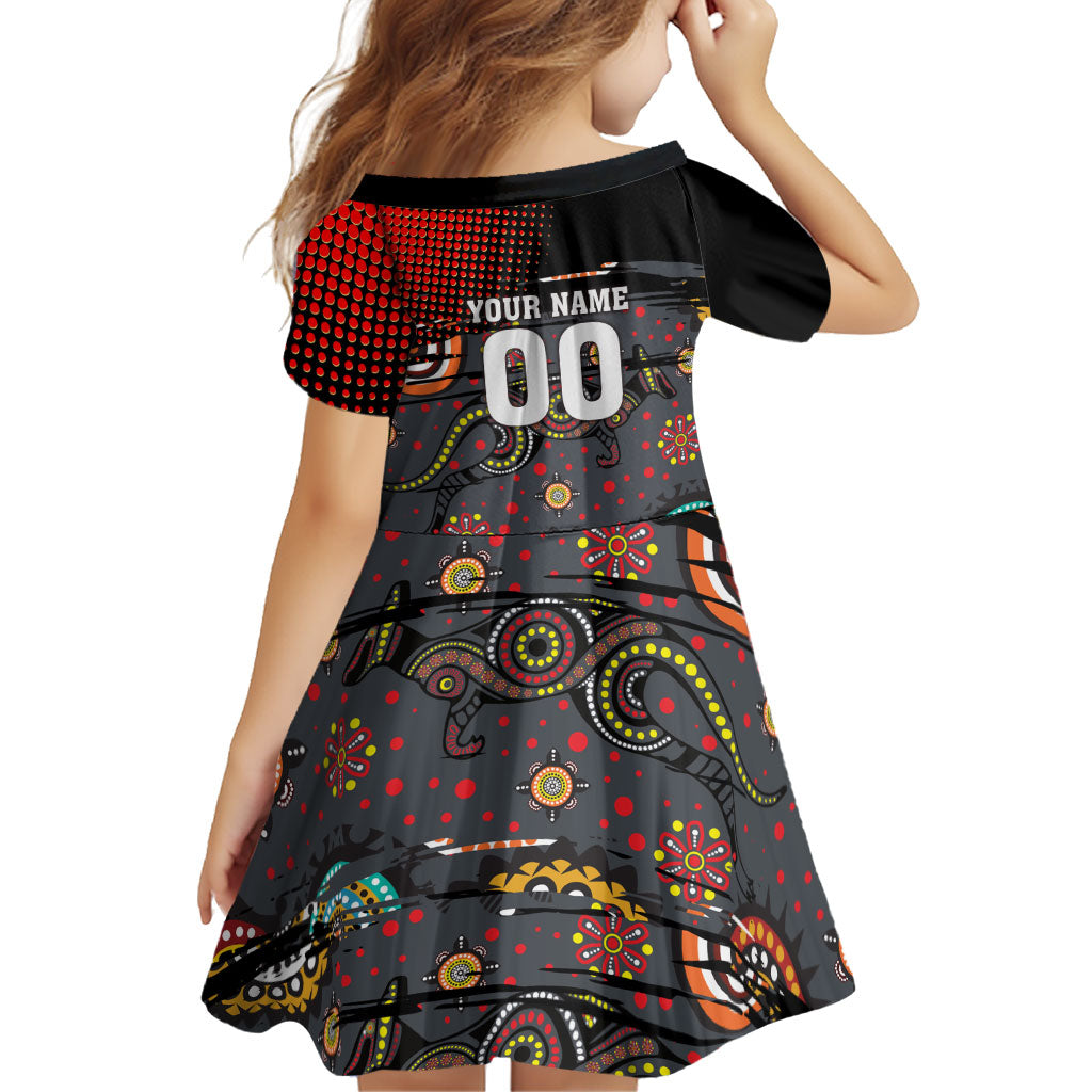 Personalised Panthers 60th Anniversary Family Matching Off The Shoulder Long Sleeve Dress and Hawaiian Shirt Aboriginal Indigenous Dot Art - Halftone Pattern 1967-2026
