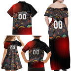 Personalised Panthers 60th Anniversary Family Matching Off Shoulder Maxi Dress and Hawaiian Shirt Aboriginal Indigenous Dot Art - Halftone Pattern 1967-2026