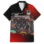Personalised Panthers 60th Anniversary Family Matching Off Shoulder Maxi Dress and Hawaiian Shirt Aboriginal Indigenous Dot Art - Halftone Pattern 1967-2026