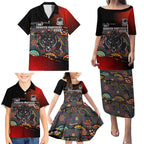 Personalised Panthers 60th Anniversary Family Matching Puletasi and Hawaiian Shirt Aboriginal Indigenous Dot Art - Halftone Pattern 1967-2026