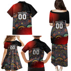 Personalised Panthers 60th Anniversary Family Matching Puletasi and Hawaiian Shirt Aboriginal Indigenous Dot Art - Halftone Pattern 1967-2026