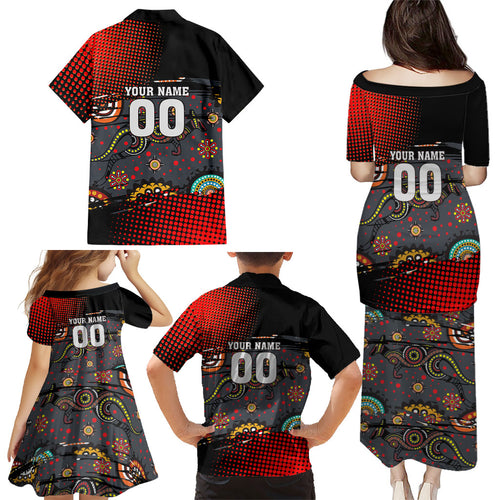 Personalised Panthers 60th Anniversary Family Matching Puletasi and Hawaiian Shirt Aboriginal Indigenous Dot Art - Halftone Pattern 1967-2026