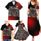 Personalised Panthers 60th Anniversary Family Matching Summer Maxi Dress and Hawaiian Shirt Aboriginal Indigenous Dot Art - Halftone Pattern 1967-2026