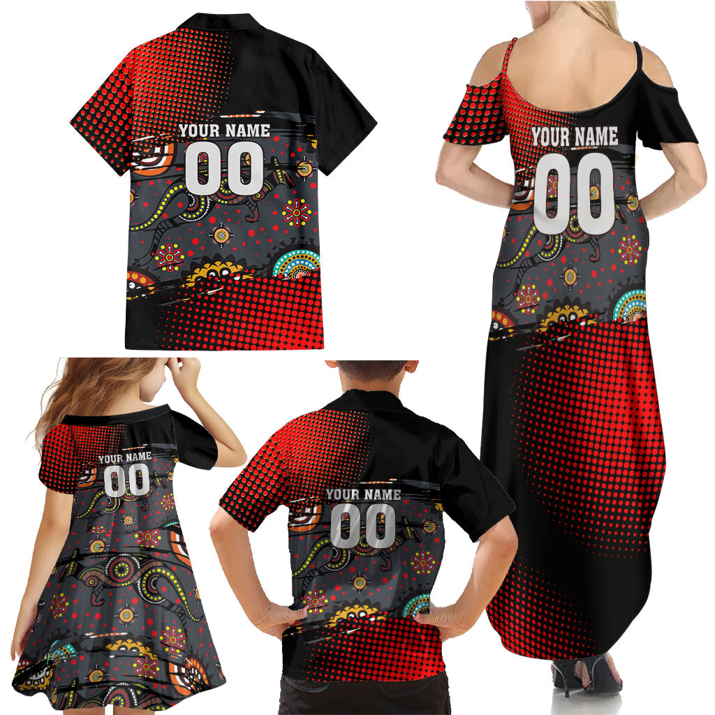 Personalised Panthers 60th Anniversary Family Matching Summer Maxi Dress and Hawaiian Shirt Aboriginal Indigenous Dot Art - Halftone Pattern 1967-2026