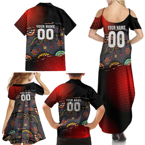 Personalised Panthers 60th Anniversary Family Matching Summer Maxi Dress and Hawaiian Shirt Aboriginal Indigenous Dot Art - Halftone Pattern 1967-2026