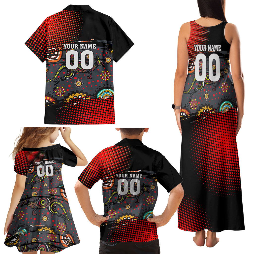Personalised Panthers 60th Anniversary Family Matching Tank Maxi Dress and Hawaiian Shirt Aboriginal Indigenous Dot Art - Halftone Pattern 1967-2026