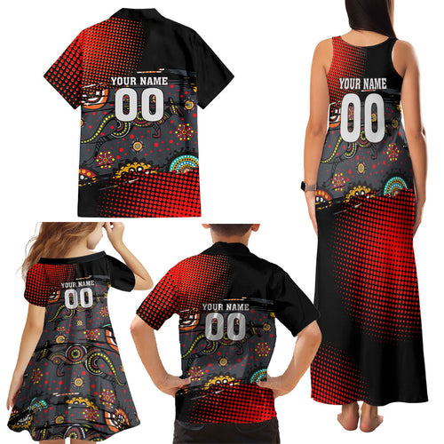 Personalised Panthers 60th Anniversary Family Matching Tank Maxi Dress and Hawaiian Shirt Aboriginal Indigenous Dot Art - Halftone Pattern 1967-2026