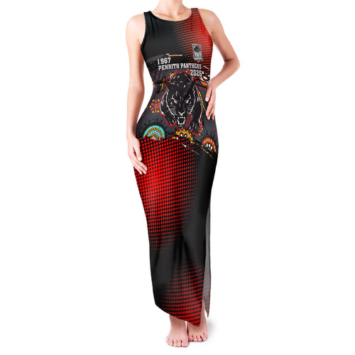 Personalised Panthers 60th Anniversary Family Matching Tank Maxi Dress and Hawaiian Shirt Aboriginal Indigenous Dot Art - Halftone Pattern 1967-2026
