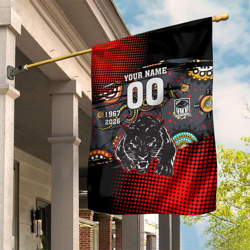 Personalised Panthers 60th Anniversary Garden Flag Aboriginal Indigenous Dot Art - Halftone Pattern 1967-2026