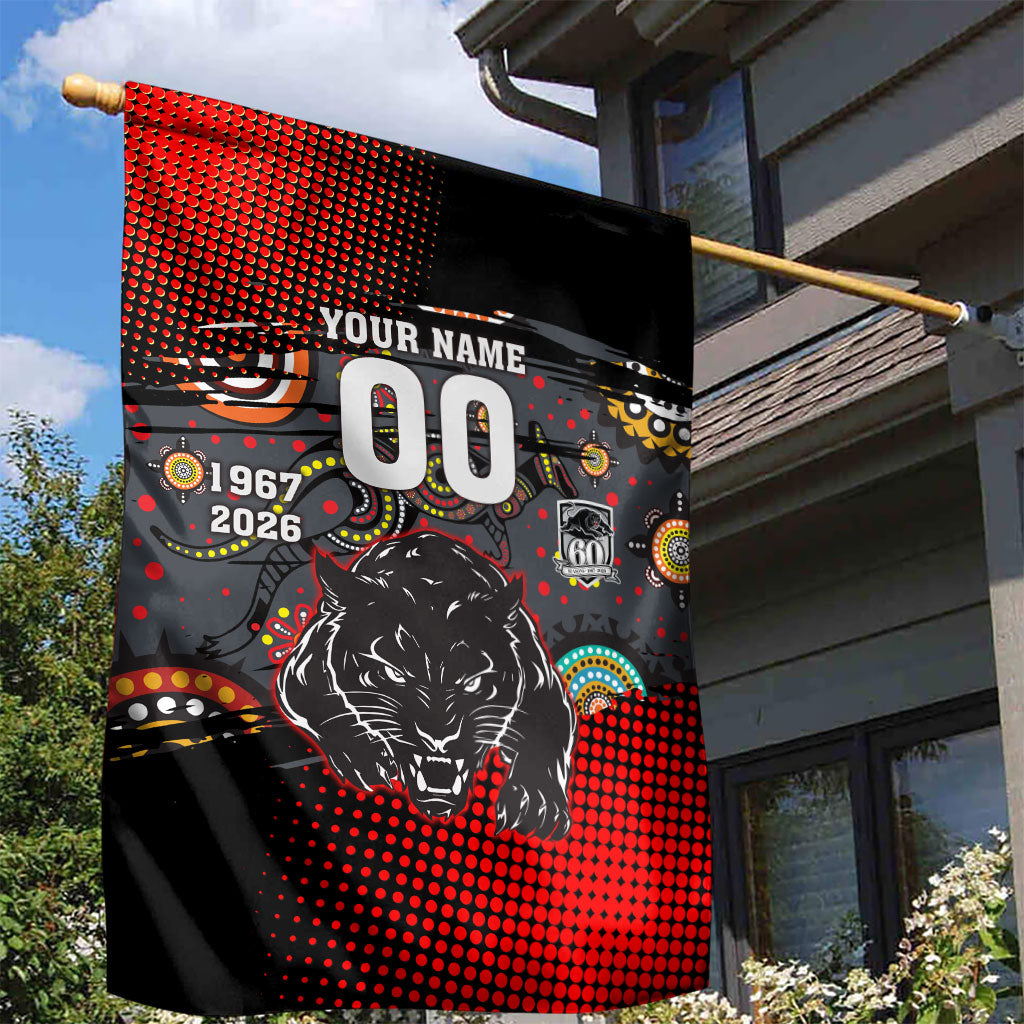 Personalised Panthers 60th Anniversary Garden Flag Aboriginal Indigenous Dot Art - Halftone Pattern 1967-2026