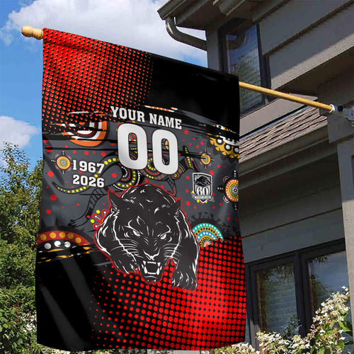 Personalised Panthers 60th Anniversary Garden Flag Aboriginal Indigenous Dot Art - Halftone Pattern 1967-2026